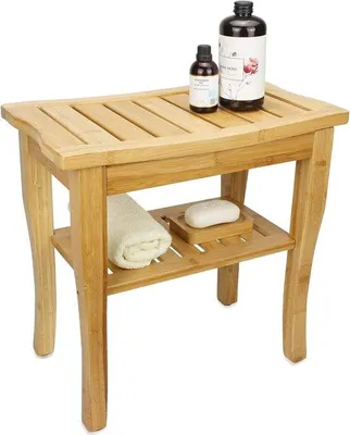 Produktbild von Famanu Bamboe-Duschebank 2-stufig mit Ablage - Natur