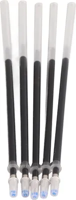 Produktbild von Gelstiftminen, 0,5 mm Strichstärke, für sanftes Schreiben, verschleißfeste Geltinte, Ersatz-Bürobedarf, Schwarz, 5 Kugelschreiberminen