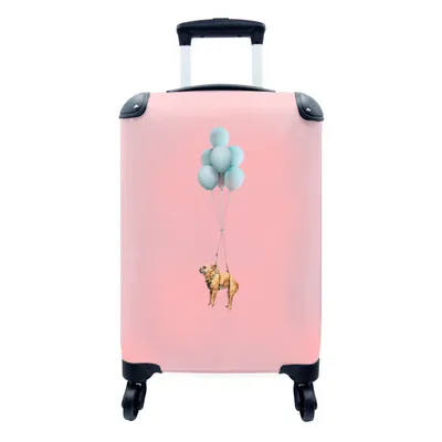 Produktbild von MuchoWow® Koffer Handgepäck Trolley Rollkoffer Kleine Reisekoffer mit 4 Rollen - Chihuahua auf blauen Luftballons - Cabin Size < 55x40x23 cm & 55x40x20 cm - Fotokoffer - Kabinenkoffer - Boardgepäck - Reise-Box - Reisekoffer - Reisegepäck - Koffer mit Bild - Trolley für Kinder