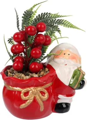 Productafbeelding van Keramische Kerstman met vetplanten
