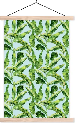 Produktbild von MuchoWow® Textilposter Vintage - Grün - Blätter 40x60 cm mit holzfarbenen Rahmen - Poster