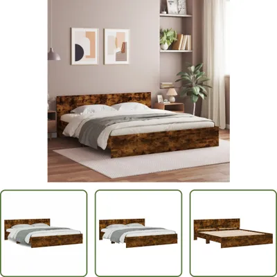 Produktbild von The Living Store Bettgestell mit Kopfteil Räuchereiche 180x200 cm