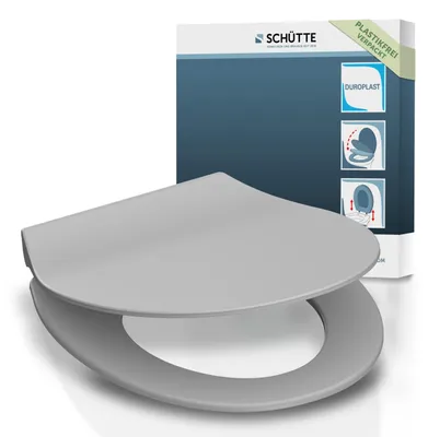 Produktbild von SCHÜTTE WC Sitz Duroplast SLIM GREY, Toilettendeckel mit Absenkautomatik und Schnellverschluss, Klobrille im flachem Design