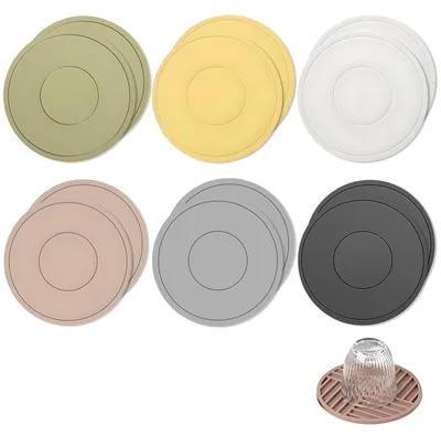 Image de Sous-verres ronds en silicone, diamètre de 15 cm, lot de 12, résistants à la chaleur, antidérapants, pour la cuisine