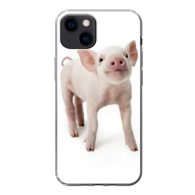 Produktbild von MuchoWow® Handyhülle Schutzhülle Hülle für iPhone 13 mini Schwein - Tiere - Weiß Silikon Softcase Handy Hülle - Softcase