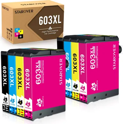 Produktbild von 8x STAROVER 603XL Farbe Patronen Ersatz für Epson 603 XL Kompatibel mit Epson Expression Home XP3100 XP2100 XP3105 XP4100 XP2105 XP4105 WF-2830DWF