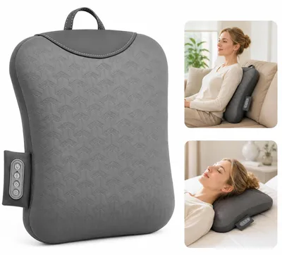 Produktbild von Rückenmassagegerät mit Wärmefunktion, kabelloses Shiatsu Massagekissen mit 3D Knetmassage für Nacken, Schulter und Rücken, Zuhause Büro und Auto