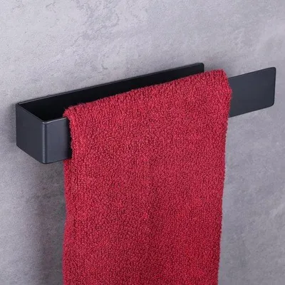 Obrázok produktu pre Samolepiaci® držiak na uteráky Unyqoos, čierny, 22 cm, do kúpeľne a kuchyne