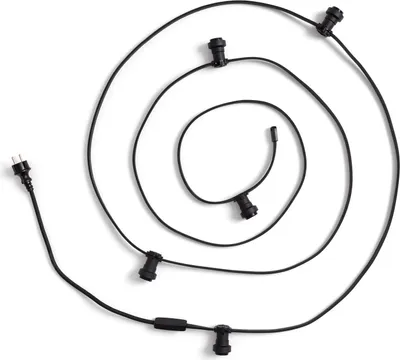 Produktbild von Girlande für den Außenbereich IP44 Flaches Kabel mit Fassung E27 nach Maß Schwarz 10 m