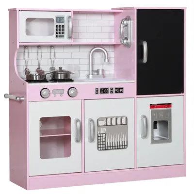 Produktbild von Kinderküche - Spielzeugküche mit Zubehör | Farbe: Rosa | Abmessungen: 26,8 x 83,8 x 81 cm