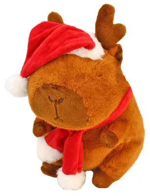 Produktbild von Capybara Kuscheltier mit Weihnachtsmütze - ca. 25 cm