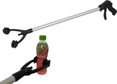 Image de 1 pince de préhension | pince à déchets | rallonge de bras | aide à la préhension pour les personnes âgées | aluminium | plastique | 88cm | noir/argent