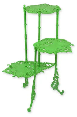 Produktbild von Dreistufiger Blumentisch aus Gusseisen – grün Replikat Retro Design Dekoration