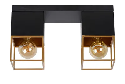 Image de Plafonnier RIXT doré et noir, 2xE27x40W, métal, dimensions : 18x32x10 cm, IP20, Lucide