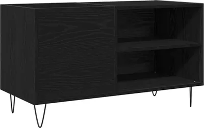 Produktbild von Schallplattenschrank Schwarz Eichen-Optik 85 x 38 x 48 cm