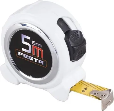 Zdjęcie produktu dla Taśma miernicz zwijana Festa 5 m x 19 mm, biała / opakowanie 1 szt.