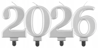 Produktbild von GoDan Silber Tortenkerzen Silvester 2026 - ca. 8 cm
