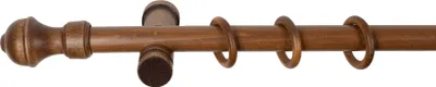 Produktbild von SN Deco - Stilgarnitur Gardinenstange Vorhangstange Ares, Holz, moderner Träger, 28 mm, 1-Lauf, Komplettset mit Ringen, Farbe Walnuss, 180 cm