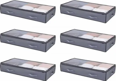 Produktbild von Unterbettkommode und Aufbewahrungstasche - 6 Stück (996x500x180mm) Unterbettbehälter mit Transparenten Deckeln (90L) - Aufbewahrungsbox Organizer für Kleidung, Schuhe im Schlafzimmer