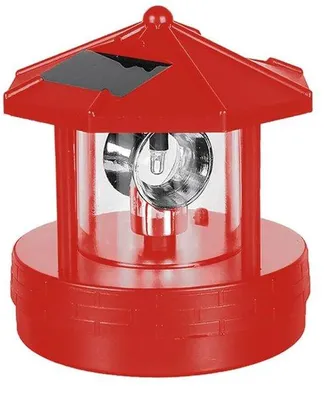 Zdjęcie produktu dla Zasilana energią słoneczną, czerwona, 10 x 10 x 11,5 cm, wodoodporna, obrotowa lampa wieżowa LED do trawników, tarasów i basenów.