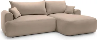 Produktbild von Selsey OVO - Ecksofa mit Schlaffunktion, Stauraum und Samtbezug, beige, rechts