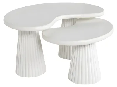 Produktbild von Moderner weißer Holz Couchtisch und Beistelltisch Set