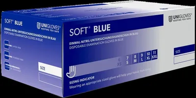 Produktbild von 1800 Unigloves Soft Blue Nitrilhandschuhe - blau - Gr. XXL - Einmalhandschuhe