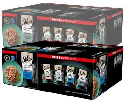 Zdjęcie produktu dla Sheba Fine Flakes Delicacy 160x85g Rybne Smaki Mokra Karma Dla Dorosłych Kotów w Galaretce
