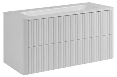 Zdjęcie produktu dla Szafka łazienkowa, biała, z umywalką, wymiary: 100,7 x 44,4 x 49,9 cm