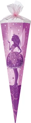 Produktbild von Schultüte 85 cm 6-eckig "Elfenkönigin" für Mädchen mit Tüllverschluss/Textilborte