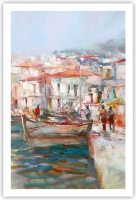 Produktbild von Poster - Poster ohne Rahmen - Insel Boote Hafen - 61x91,5 cm - Wand Bild - Wanddeko - Wandbilder - Kunstposter - Wandposter - Bilder - Kunstdruck - Wanddekoration - Wandbild - P2XPA61x91-4852