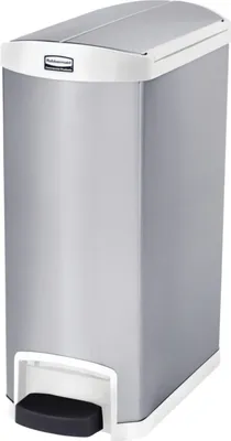 Produktbild von Rubbermaid Slim Jim® Step-On-Tretabfallbehälter, 49 l, Edelstahl, Pedal seitlich, schwarz