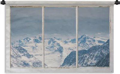 Produktbild von MuchoWow® Wandteppich Wandbehang Aussicht - Berg - Schnee 60x40 cm Tapisserie Dekoration Wandtuch - Wanddekorationen