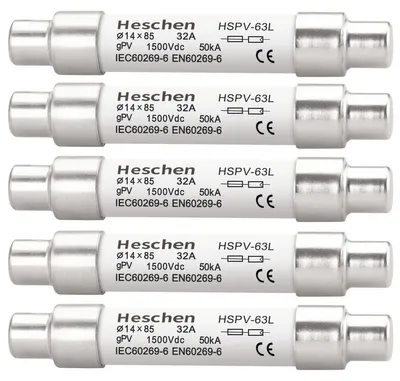 PV-Sicherung 32A 1500VDC, 14x85mm, 50kA, 5 Stück