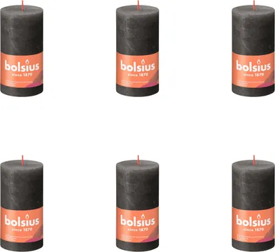Produktbild von Bolsius - Rustikale Stumpenkerze - 130/68 - 1 Stück pro Packung - Stormy Grey - Vorteilspack - 6 Stücke