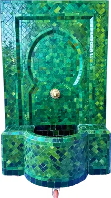 Produktbild von Marrakesch Gartenbrunnen Zimmerbrunnen aus original marokkanische Mosaik 107 cm Gross | Brunnen als Gartendeko Terassendeko & Balkon Deko | Springbrunnen Inkl. Pumpe für entspannenden Wasserfall