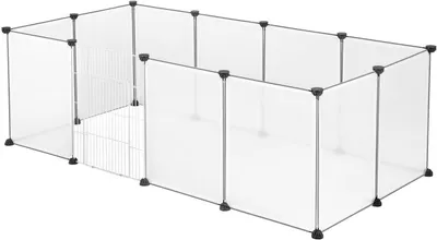 Produktbild von EUGAD Freigehege, Welpenauslauf mit Tür, 12 Platten, 145x75x46cm, Transparent