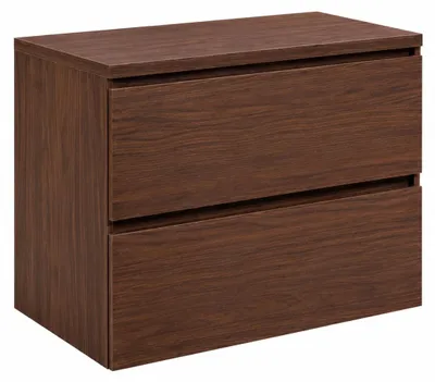 Obrázok produktu pre Zavěšená skříňka do koupelny, rozměry 80 x 46 x 58,6 cm, s zásuvkami, korpus a deska z orechového dreva, s úchytkami, Obrázok generovaný UI