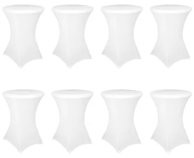 Produktbild von Stehtischhusse 8er-Set Weiß Stretch Ø 80-85 cm 40°C Waschbar Bügelfrei