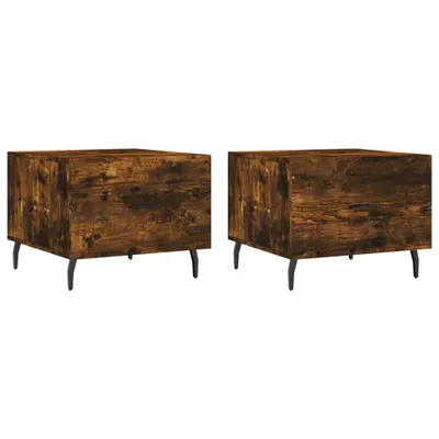 Image de vidaXL Tables basses 2 pcs. Chêne fumé 50x50x40 cm Bois composite