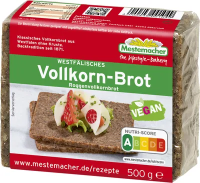 Produktbild von Mestemacher Westfalen klassisches Roggenvollkorn Brot ohne Kruste 500g