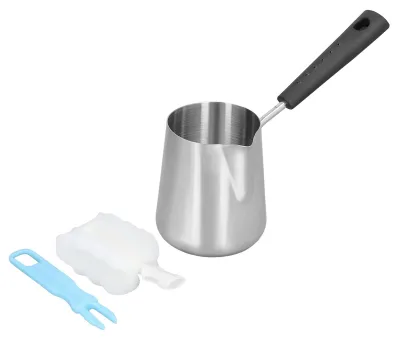 Edelstahl-Kaffeekanne 350 ml mit Ausgießer, Butter- und Kaffeeerwärmer