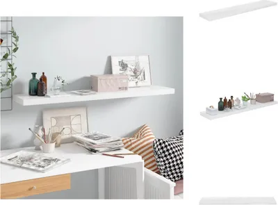 Produktbild von vidaXL Schweberegal Hochglanz-Weiß 120x23,5x3,8 cm MDF -  Wandregale