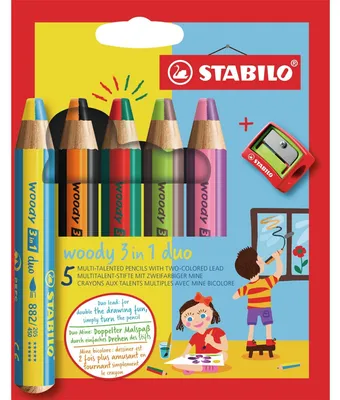 Obrázek produktu pro STABILO 882/05-2 STABILO multitalentované pero dřevo 3 v 1 duo, krabička po 5 kusech