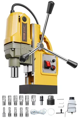 Immagine prodotto di VEVOR carotatrice magnetica 1400 W φ50 mm, 12500 N trapano elettrico magnetico portatile, 800 rpm trapano per superfici metalliche, industria, fai da te, giallo