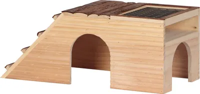 Productafbeelding van Duvo+ Houten schuilhuis met groendak voor konijnen en knaagdieren