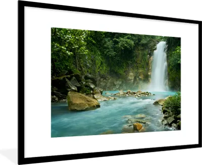 Produktbild von MuchoWow® Gerahmtes Poster Dschungel - Natur - Wasserfall 90x60 cm - Poster mit Schwarzem Bilderrahmen Wandposter Rahmen Foto Bilder - Wanddekoration - Fotos