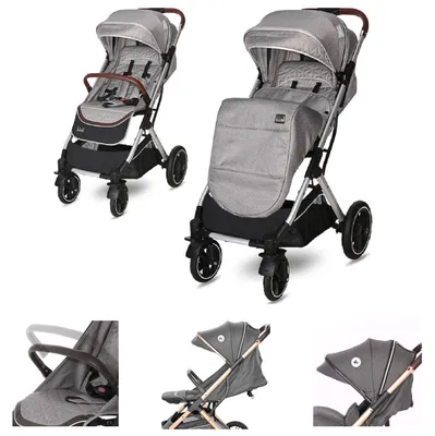 Produktbild von Lorelli Kinderwagen Storm Buggy, Fußabdeckung, PolyurethanRäder, Sonnendach, verstellbar grau schwarz