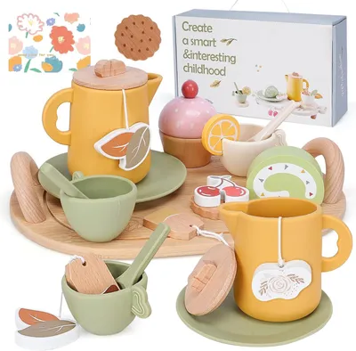 Produktbild von Holz Teeservice für Kinder, Spielküchenzubehör, für Kleinkinder