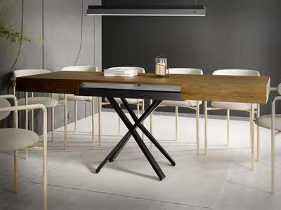 Produktbild von Couchtisch Höhenverstellbar und Ausziehbar Cavetta X - Wohnzimmertisch Esstisch Multifunktionstisch 120-200/80/27-76 cm Lefkas Eiche